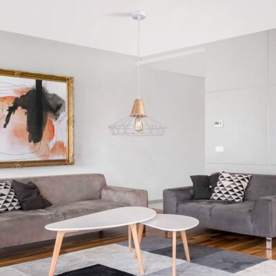 Vivalux VIV005099 Полилей AVA SSP799 1xE27 метал с дърво бял