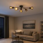 VivaluxVIV005052Плафон DANTE CL790 5xE14 опушени стъкла черен