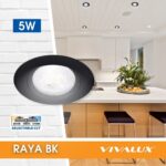 VivaluxVIV005138Кръгла LED луна за вграждане RAYA LED 5W черна CCT-switch 3000K-4000K-6400K