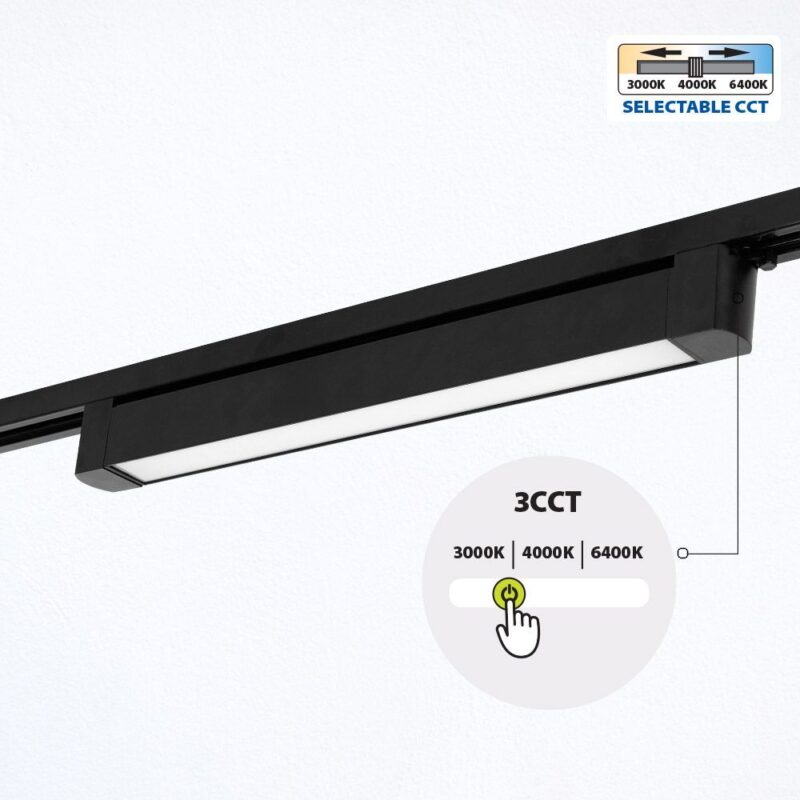 Vivalux VIV005207 Линейно LED тяло за релсов монтаж DRAX LED 20W черен CCT-switch 3000K-4000K-6400K