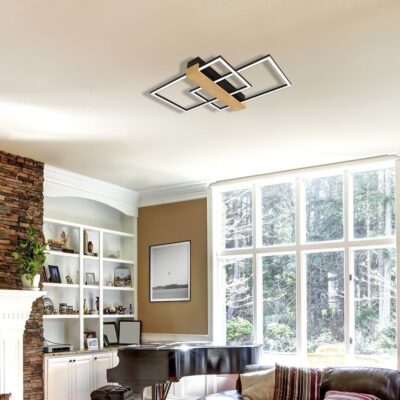 Vivalux VIV005163 LED плафон LUCAS LED 36W черно+дърво CCT 3000-4000-6400K