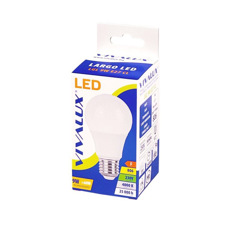 VivaluxVIV004294LED лампа LARGO LED 9W 806lm E27 4000K