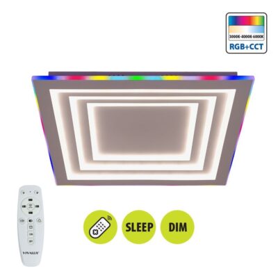 Vivalux VIV005171 Мултифункционална LED плафониера с дистанционно DAKOTA 102W RGB+CCT 3000-6000K