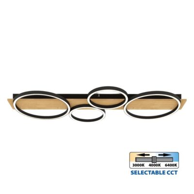 Vivalux VIV005159 LED плафон MATTEO-C LED 38W черно+дърво CCT 3000-4000-6400K