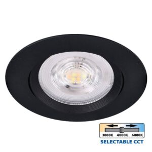 VivaluxVIV005138Кръгла LED луна за вграждане RAYA LED 5W черна CCT-switch 3000K-4000K-6400K