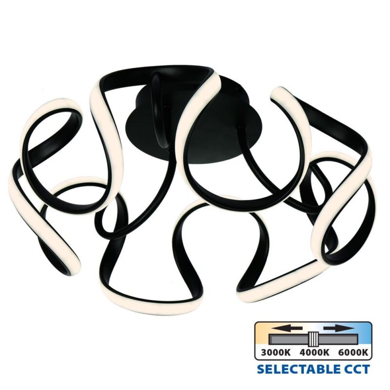 Vivalux VIV005168 LED плафон MEANDRA-C LED 54W черен CCT-switch 3000-4000-6000K