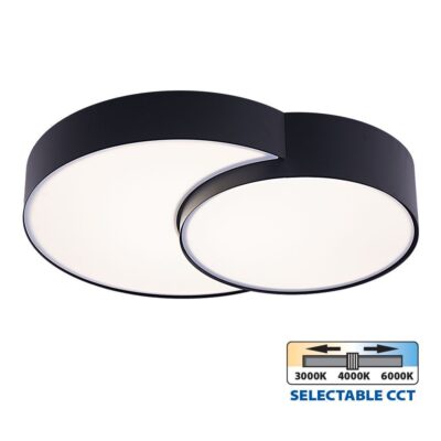 Vivalux VIV005151 LED плафон PEBBLE LED 35W черен CCT 3000-4000-6000K