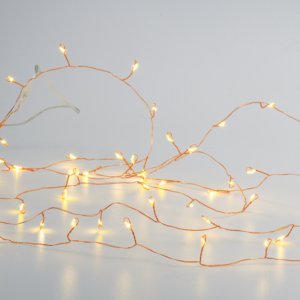 ACA Lighting X01501217 50 клъстер LED гирлянд топла светлина медна тел батерии 3×AA IP20 2.5м + 30см 3W