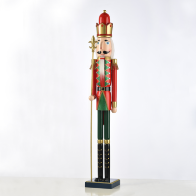 ACA Lighting X026003 Дървен лешникотрошач крал зелен и червен със скиптър H60см