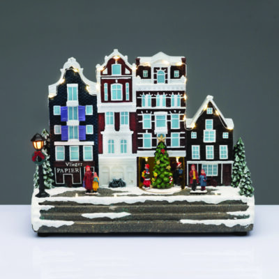 ACA Lighting X0348 LED топла светлина градско дърво движение музика адапт. 4.5V бат. 3×AA (не включени) 31.5×1×25.5см