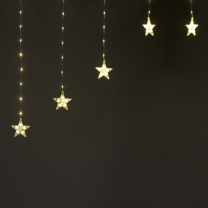 ACA Lighting X042221210 222 LED завеса със звезди топла светлина прозрачна медна тел адаптер свързваемо до 3 комплекта 3×1.2м 8 функции IP20 3м кабел