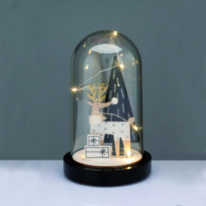 ACA Lighting X06811264 Дървен елен със снежна топка (елха) – 8 мини топли LED бат. (2×AAA вкл.) Ø11×19см