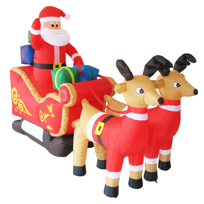 ACA Lighting X13121415 Надуваем Дядо Коледа с шейна + 2 елена 12 LED адаптер 12V топла светлина IP44 250×150см 2м черен кабел