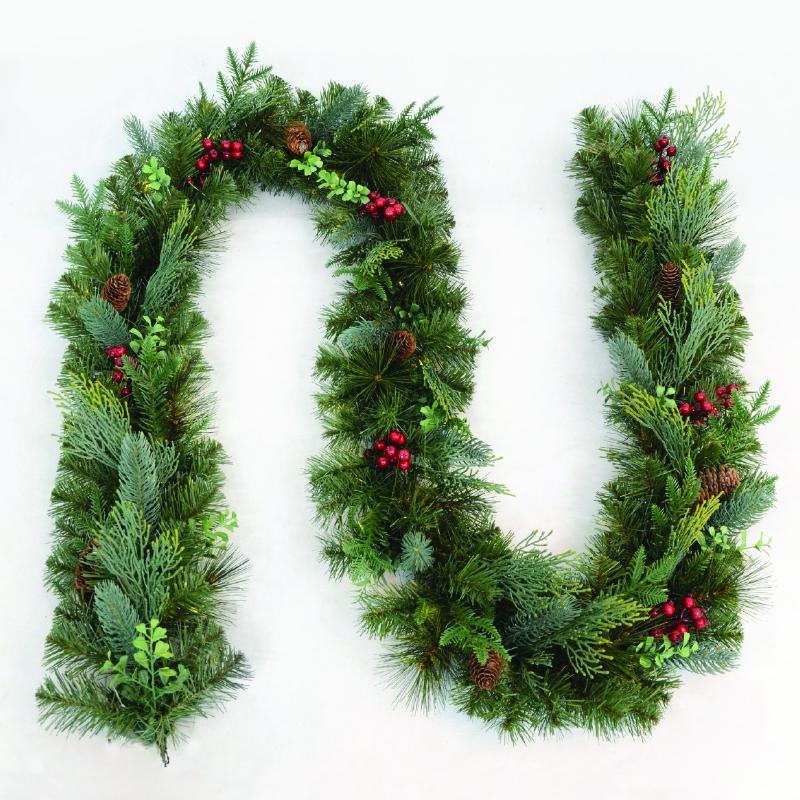 ACA Lighting X162707 Коледен венец PVC с плодчета и шишарки Ø50см