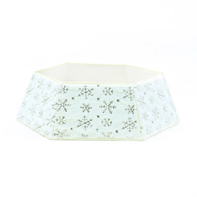 ACA Lighting X072384 Шестоъгълна яка за коледно дърво декоративна бяла със снежинки пайети 76.2×61×24см