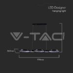 V-TAC VT-10044 LED Осветител 38W Висящ (95*100CM) Черен 3000K