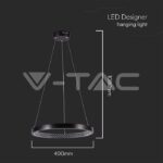 V-TAC VT-10052 19W LED Висящ Осветител Акрил Кристал Черен 3000K