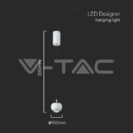 V-TAC VT-10079 9W LED Висяща Лампа (10*10*100см) Бяло 4000K