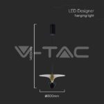 V-TAC VT-10086 9W LED Висяща Лампа (30*320*100CM) Черно+Златно Тяло 4000K