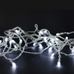 ACA Lighting 100WE44TC 100 LED гирлянд (на всеки 5см) студена светлина адаптер 31VDC свързваемо до 6 комплекта IP44 5м прозрачен кабел