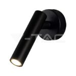 V-TAC VT-10290 2W LED Стенен Аплик Хотел Кръг 3000K Черно Тяло