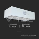 V-TAC VT-10306 3W LED Соларна Стенна Лампа със Сензор 4000K+3000K Бяла