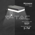 V-TAC VT-10402 5.5W LED Соларна Стенна Черна PIR Сензор Квадрат 3000K IP44