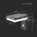 V-TAC VT-10402 5.5W LED Соларна Стенна Черна PIR Сензор Квадрат 3000K IP44