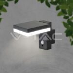 V-TAC VT-10402 5.5W LED Соларна Стенна Черна PIR Сензор Квадрат 3000K IP44
