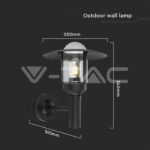 V-TAC VT-10422 E27 Стенен Аплик Черен Цилиндър Шапка Стъкло IP44