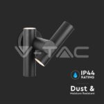 V-TAC VT-10473 2x2.6W Стенен Спот Черен 3000К IP44