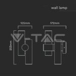V-TAC VT-10473 2x2.6W Стенен Спот Черен 3000К IP44