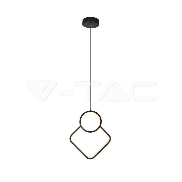 14998.jpg V-TAC VT-14998 LED Осветител 12W Висящ Геометрик 280 x 1800мм Черен 3000К