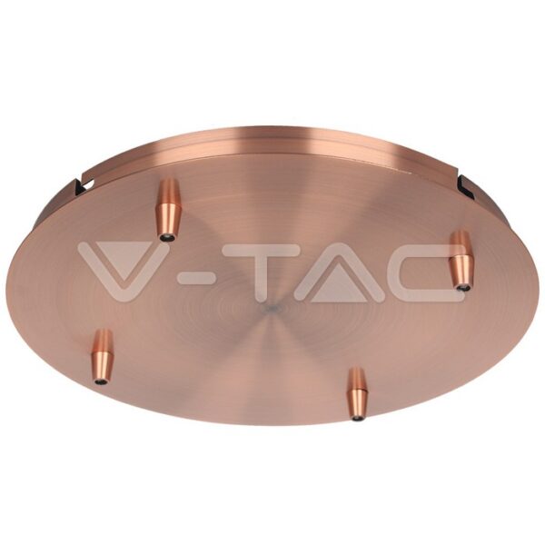 V-TAC VT-15351 Основа Стомана D300*H25mm 5 Отвора Червена Мед