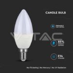 V-TAC VT-20187 LED Крушка - SAMSUNG Чип 5.5W E14 C37 Кендъл Димираща 6400K