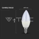 V-TAC VT-20187 LED Крушка - SAMSUNG Чип 5.5W E14 C37 Кендъл Димираща 6400K