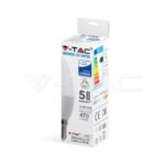 V-TAC VT-20187 LED Крушка - SAMSUNG Чип 5.5W E14 C37 Кендъл Димираща 6400K