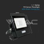 V-TAC VT-20256 10W LED Прожектор PIR Сензор SAMSUNG Чип Черно Тяло 3000K
