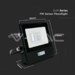 V-TAC VT-20282 10W LED Прожектор PIR Сензор SAMSUNG Чип Черно Тяло 6400K 1М Кабел