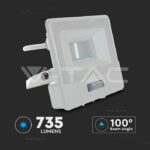 V-TAC VT-20294 10W LED Прожектор PIR Сензор SAMSUNG Чип Бяло Тяло 6400K 1М Кабел