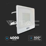 V-TAC VT-20302 50W LED Прожектор PIR Сензор SAMSUNG Чип Бяло Тяло 4000K 1М Кабел