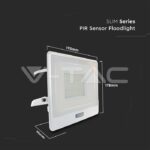 V-TAC VT-20302 50W LED Прожектор PIR Сензор SAMSUNG Чип Бяло Тяло 4000K 1М Кабел