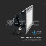 V-TAC VT-20306 10W LED Прожектор SAMSUNG Чип Черно Тяло 6400K
