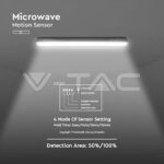 V-TAC VT-20470 LED Влагозащитени Тяло SAMSUNG Чип 150см 48W Сензор + Стоманен Клип 4000К