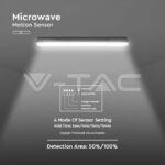 V-TAC VT-20471 LED Влагозащитени Тяло SAMSUNG Чип 150см 48W Сензор + Стоманен Клип 6400К
