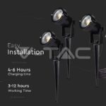 V-TAC VT-20489 3*1.2W Соларно Градиснко Колче Черно Тяло IP65