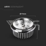 V-TAC VT-212794 LED Крушка AR111 20W Регулиращ Рефлектор 40`D/20`D 6400K Silver