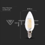 V-TAC VT-212848 LED Крушка 6W Filament E14 Кендъл 3000К 130LM/W