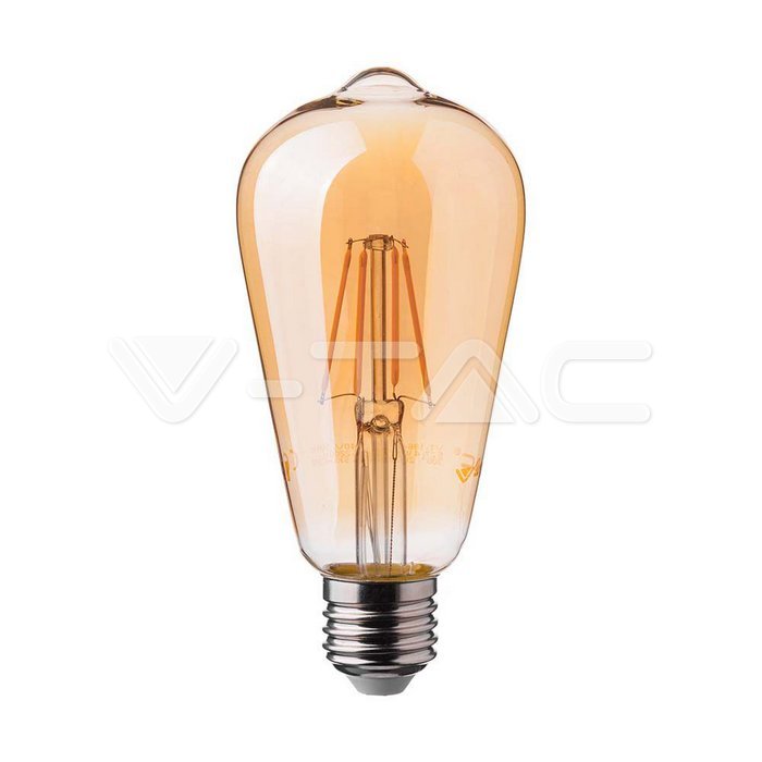 214362.jpg V-TAC VT-214362 LED Крушка 6W Filament E27 ST64 Амбър 2200K