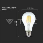 V-TAC VT-214410 LED Крушка 10W Filament E27 A60 3000К